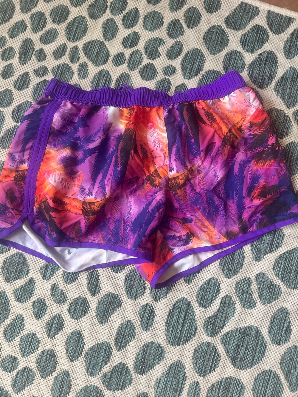 Vibrant Purple Tropical Palm Athletic Shorts